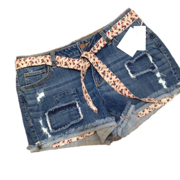 LC LAUREN CONRAD Denim Distressed Cutoff Shorts 10 - Picture 3 of 8